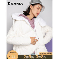 KAMA 卡玛 冬季新款面包服短款前短后长加厚羽绒外套女 7418771 白色 M