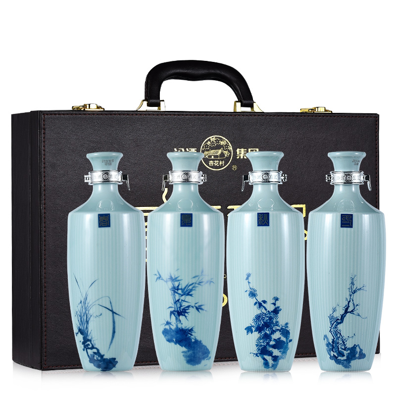 酒仙网53度汾酒集团梅兰竹菊精美礼盒套装475ml*4 山西清香型白酒