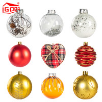 igood圣诞节挂件圣诞树装饰品配件圆球吊球透明球彩绘球1.51.8米