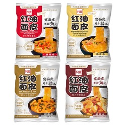阿宽红油面皮2袋装麻酱酸辣味凉皮干拌面速食网红泡面擀面皮组合