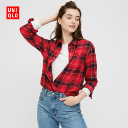 优衣库女装法兰绒格子衬衫长袖432609uniqlo