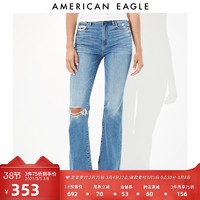 AEO高腰修身长裤女士弹力破洞喇叭牛仔裤American Eagle1436_2762 *3件