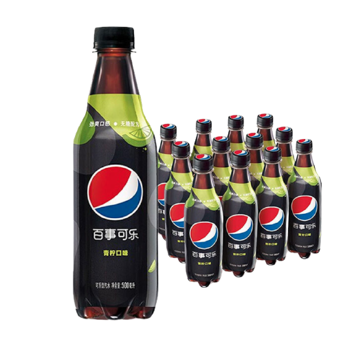 百事可乐 无糖 pepsi 碳酸饮料 青柠味 汽水 中胶瓶 500ml*12瓶 饮料