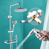 淋浴花洒套装家用浴室卫浴明装全铜淋浴器沐浴淋雨喷头挂墙式简易