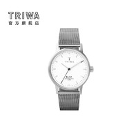 TRIWA欧美表女28mm小众ins风女士手表极简百搭手表女北欧设计石英手表 银色钢带白盘 ELST101-EM021212