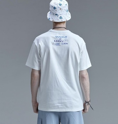 GUUKA 古由卡 狮来运转联名款 中性潮牌嘻哈卡通印花短袖T恤 HF612702
