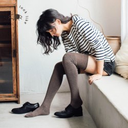 ilooklike过膝袜子女ins潮日系秋冬季长高筒韩国厚保暖百搭jk袜