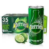 perrier 巴黎水 法国原装进口 Perrier巴黎水青柠味气泡水 进口超市 天然矿泉水 250ml*35罐整箱装