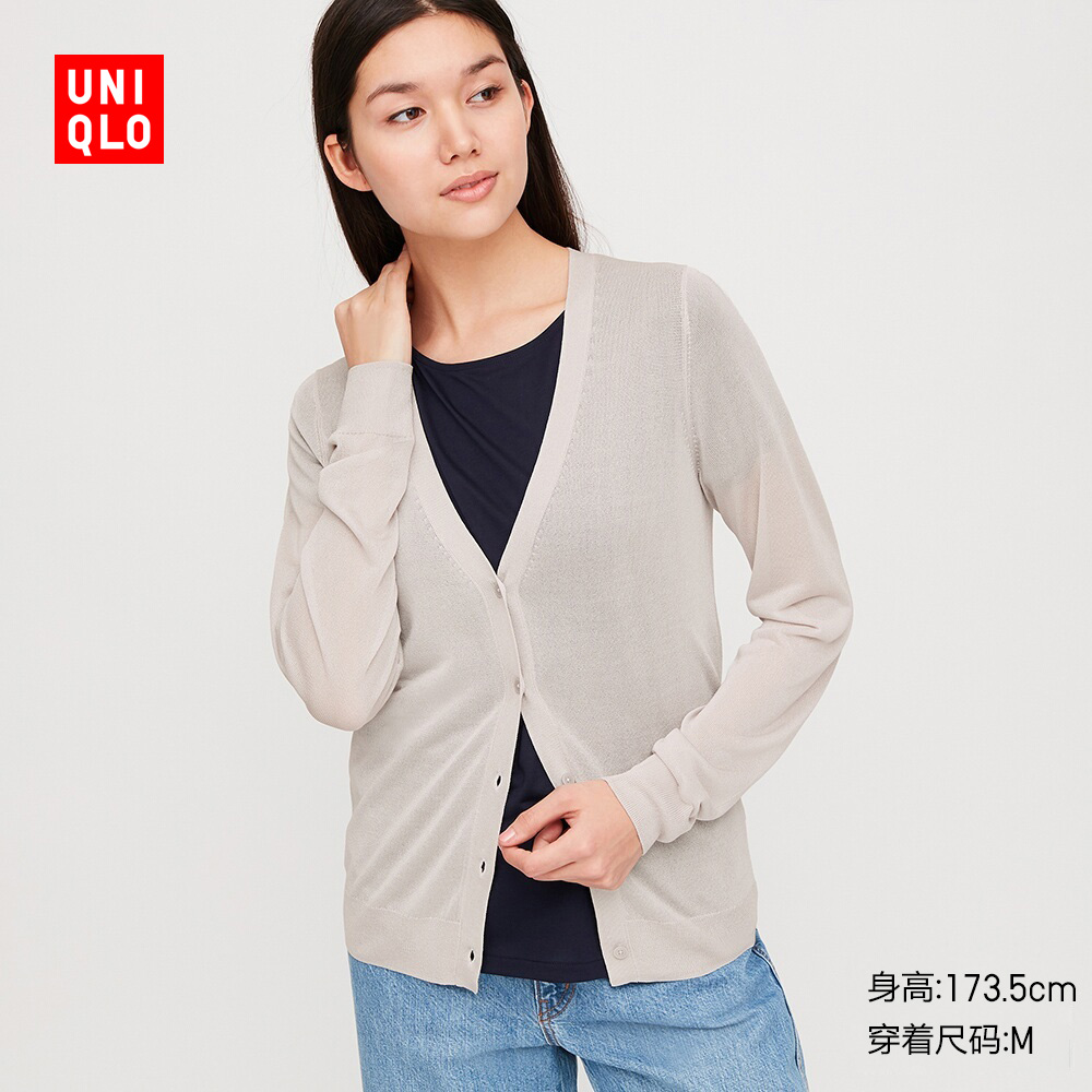 优衣库 女装 薄型v领针织开衫(长袖) 422922 uniqlo