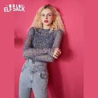 ELF SACK 妖精的口袋 elf sack 妖精的口袋 11107012 女士碎花压褶雪纺打底上衣