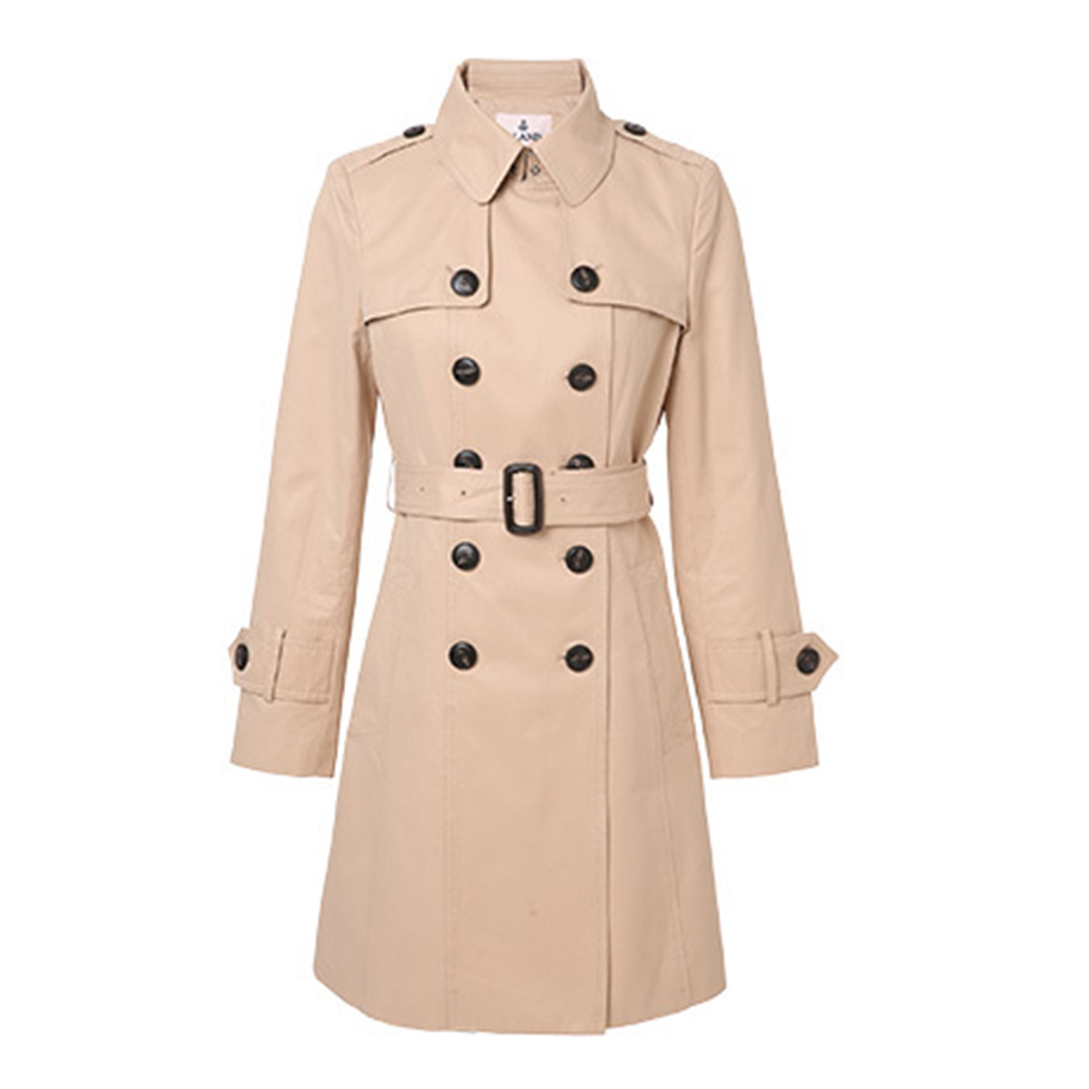 衣恋英伦学院风双排扣收腰显瘦风衣女中长款EEJT96A21I