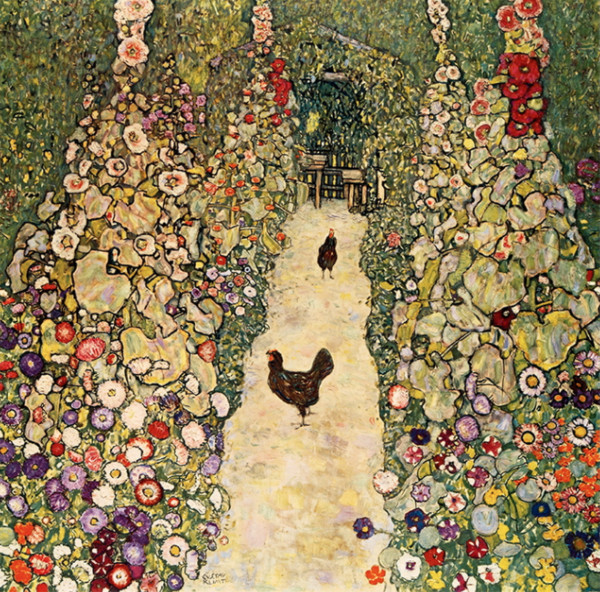 雅昌 克里姆特《有母鸡的园中小径》60×60cm 装饰画 油画布