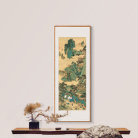 藝術家的禮物 -仇英山水名作復刻-桃源仙境圖 小號柚木框 41x100cm