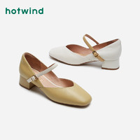 hotwind 熱風 熱風女鞋2021年春季新款女士休閑鞋一字扣帶中跟淺口單鞋H18W1102
