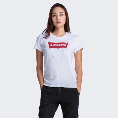Levi's 李维斯 女士白色纯棉经典印花短袖T恤