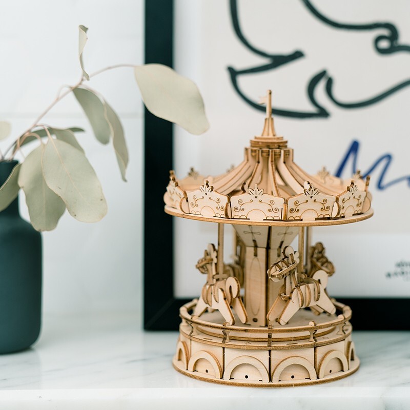 ROKR 若客 立体木质拼图 TG404 旋转木马 174PCS