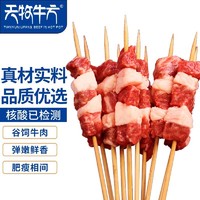 天牧牛方 牛肉串(原味)200g/袋 10串 烧烤食材 烤肉 原切非腌制 炸串 新鲜大串