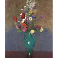 藝術家的禮物 藝術家的禮物-雷東花卉名作復刻版畫-綠色花瓶 小號實木框 45x60cm