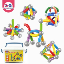 天才小鬼磁力棒积木儿童玩具大颗粒磁铁玩具创意拼插磁性积木36件套