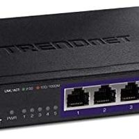 TRENDnet 5 端口非托管 2.5G 开关,5 x 2.5GBASE-T 端口,25Gbps 交换容量,向后兼容 10-100-1000Mbps 设备,无风扇,壁挂式,黑色,TEG-S350
