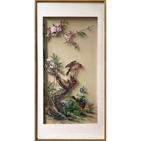 藝術家的禮物 立體多層畫-郎世寧-吉祥富貴圖 柚木框 120x60cm 限量1000幅