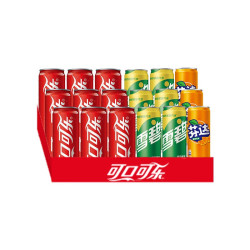 京东plus会员cocacola可口可乐可乐12雪碧8芬达4有糖汽水330ml24瓶