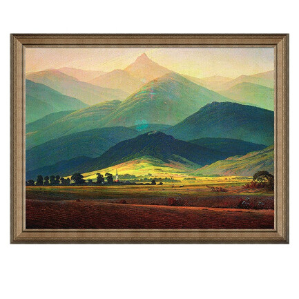 卡斯帕.大卫.弗里徳里希 油画《巨人山》 73×56cm 典雅栗（偏金色）油画布