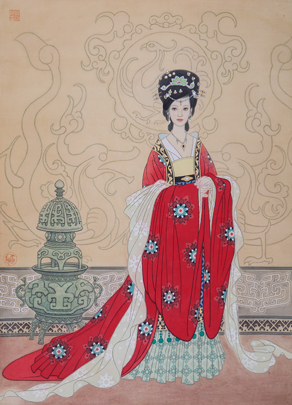 朵云轩林滨帆仕女图68x137cm宣纸手绘无框人物国画镜片名家绘画