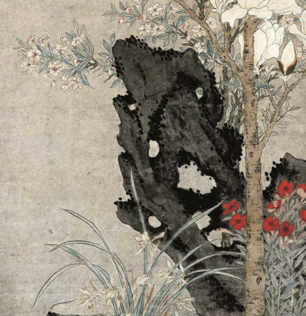 youpin小米有品孙克弘工笔花鸟名作复刻玉堂兰石图小号柚木框100x45cm