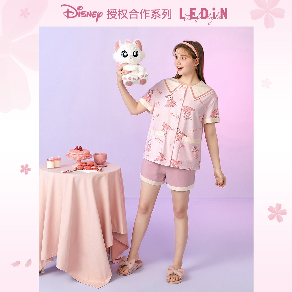 LEDIN 乐町 CLKCB2206 玛丽猫联名 女士家居服套装