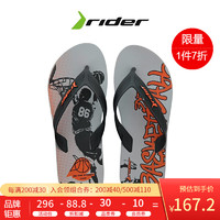 rider Rider巴西进口人字拖男士2021新款夹趾拖鞋街头运动系列户外休闲防滑沙滩鞋 灰/黑/橙 43/44