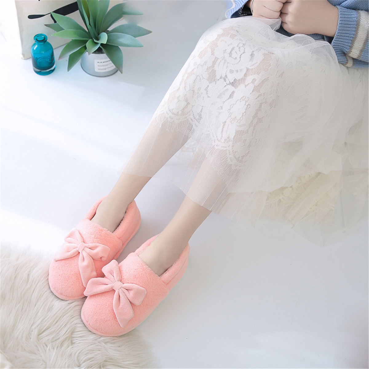 棉拖鞋女秋冬季情侣韩版卡通水果家居家亲子保暖毛毛棉拖男士