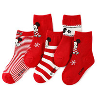 儿童袜子纯棉袜本命年男女童宝宝红色新年袜中筒短袜