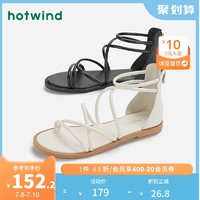 hotwind 熱風 女鞋2021年夏季新款簡約時尚低幫拉鏈包跟羅馬涼鞋女H52W1618