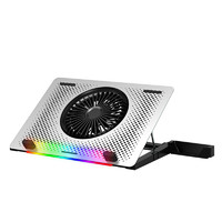 COOSKIN 酷奇 笔记本散热器 电脑散热器 游戏本底座散热支架排风扇 可调速带RGB可折叠散热器 银色