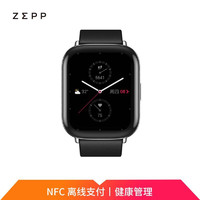 ZEPP Zepp E 时尚智能手表 NFC 50米防水 方屏版 极夜黑 皮质表带