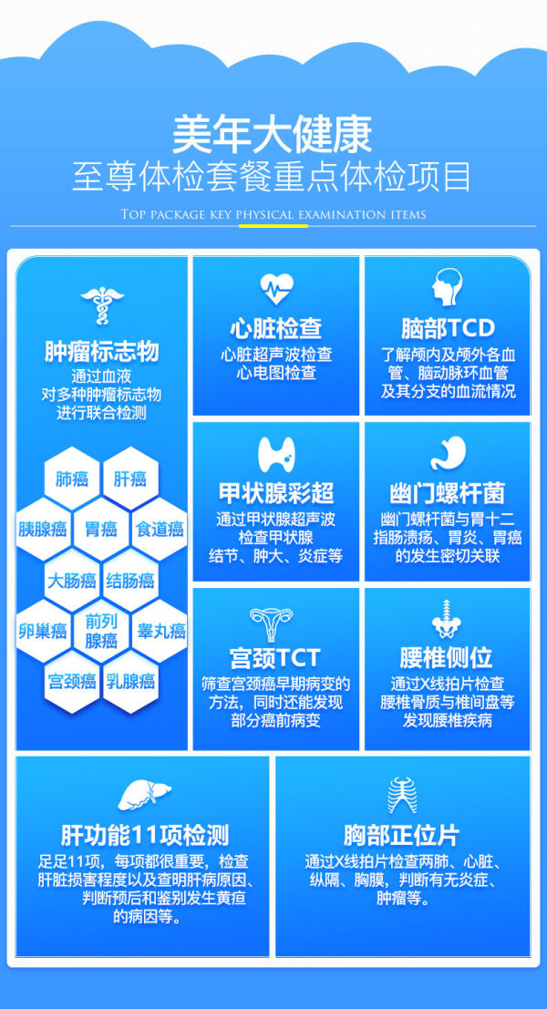 美年大健康全面体检套餐全国通用