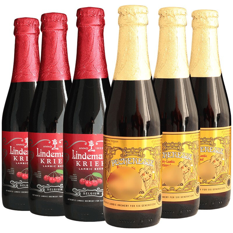 林德曼(Lindemans)樱桃*3/桃子*3啤酒 组合装 250ml*6瓶 精酿果啤 比利时进口 【高人气组合】桃子/樱桃6瓶