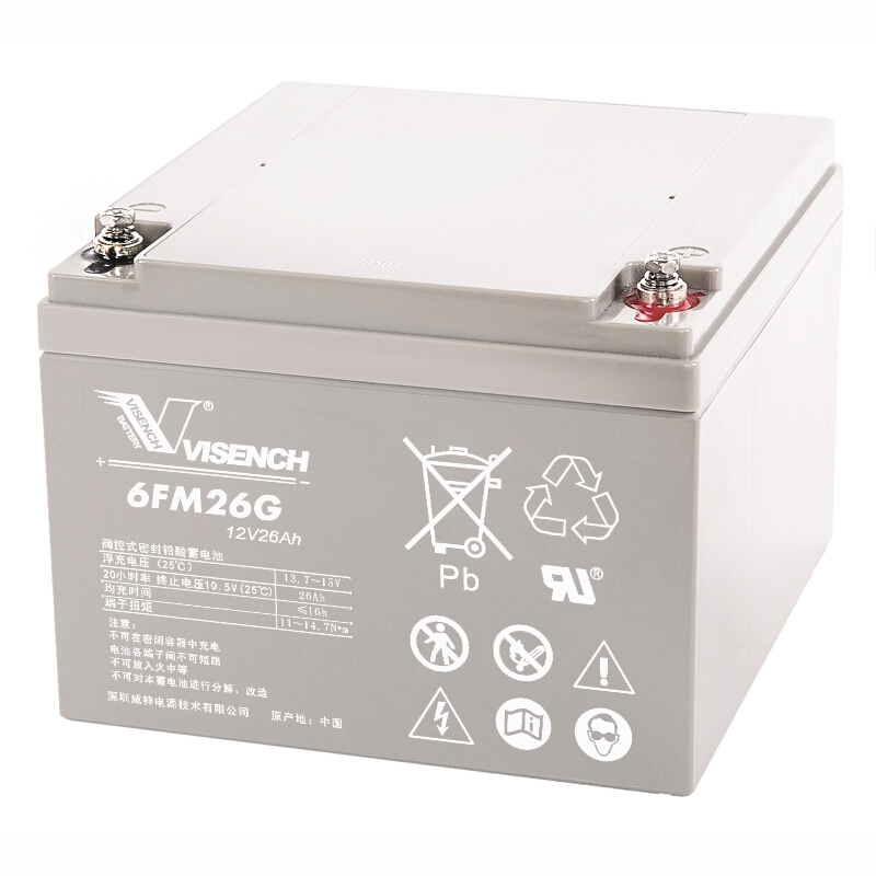 VISENCH 蓄电池 UPS电源 铅酸免维护蓄电池6FM26 26AH 12V EPS 直流屏专用