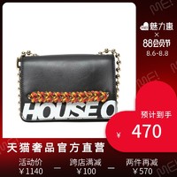 HOUSE OF HOLLAND House of Holland春夏黑色羊皮字母印花时尚女包单肩包斜挎包