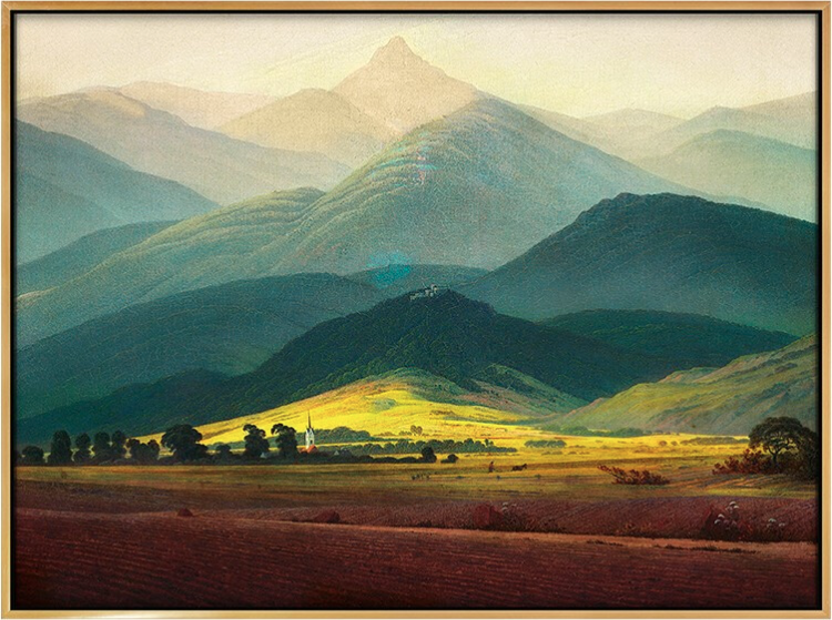 弘舍 大卫·弗利德里希 山水风景油画《巨人山》成品尺寸71x53cm 油画布 闪耀金