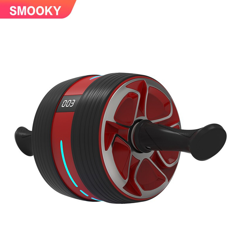 史莫卡 SMOOKY计数健腹轮自动回弹静音健身器材腹肌轮收腹运动减肚子滚轮 智能魔力红健腹轮