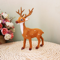 仿真小鹿摆件圣诞鹿工艺品模型办公室桌面装饰品小鹿娃吉祥物 高21CM鹿