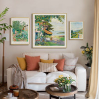 上品印画 库库尔湖边小屋 欧式沙发背景墙客厅挂画装饰画墙壁画框