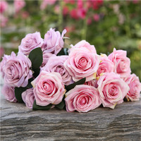 向倫家居 10頭法式玫瑰花束歐式假花家居擺件 客廳裝飾餐桌花藝婚慶絹花