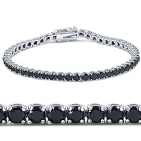 Pompeii3 7 1/4 Ct Black Diamond Tennis Bracelet 14k White Gold 7\ 直邮含税