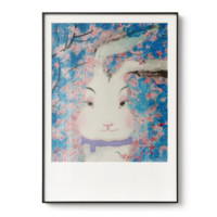 仟象映画 许峰 《繁花中的兔子》 50x70cm 现代书房卧室水墨挂画 背景墙装饰壁画