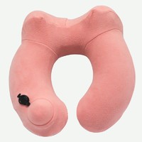 商旅宝 脖子u型枕充气枕头护颈枕 眼罩 睡眠 遮光飞机旅行套装 TF524粉色四件套（按压充气款）