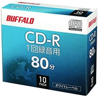 Buffalo 音樂用 CD-R 1次錄音 700MB 10片 保護殼 白標簽 RO-CR07M-010CW/N