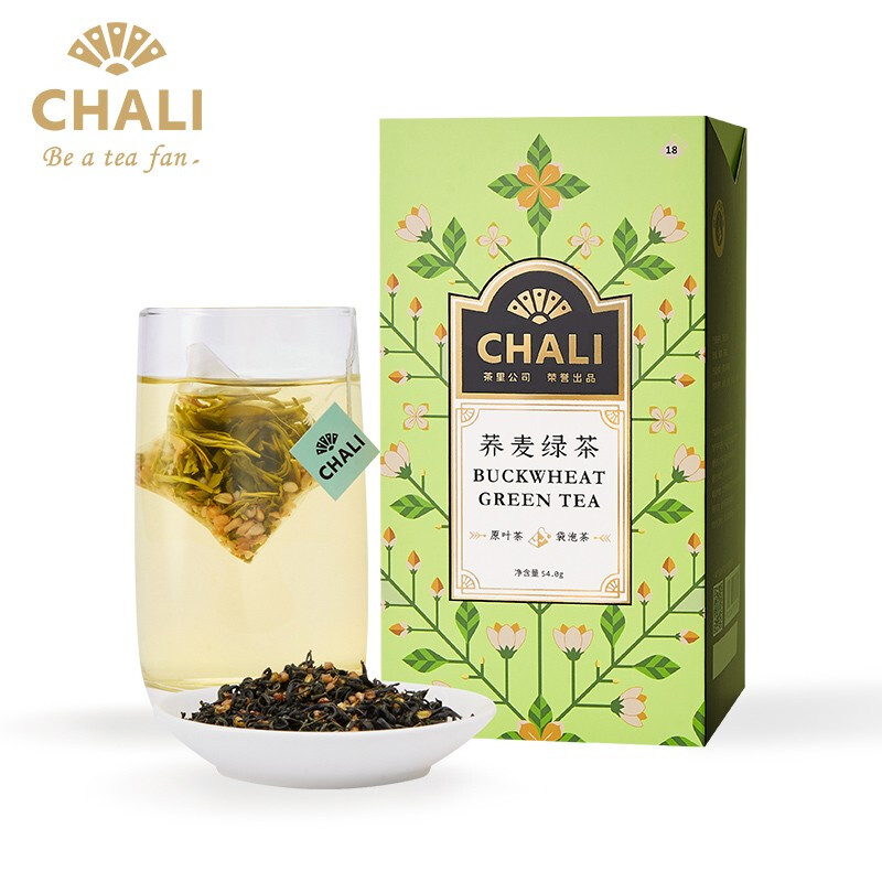 CHALI 茶里 荞麦绿茶54g盒装 苦荞麦茶茶叶立体三角袋泡茶茶包3g